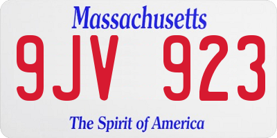 MA license plate 9JV923