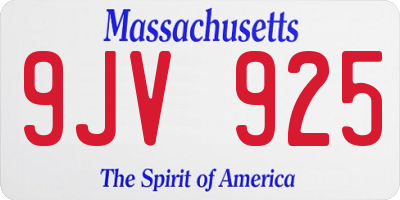 MA license plate 9JV925