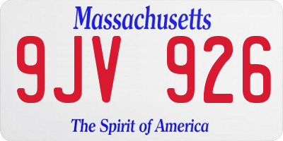 MA license plate 9JV926