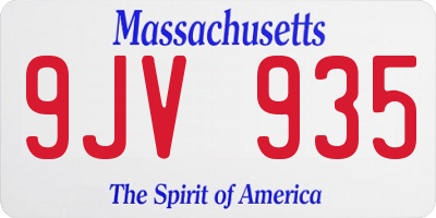 MA license plate 9JV935