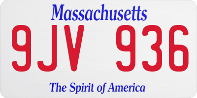 MA license plate 9JV936