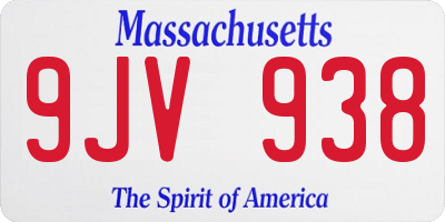 MA license plate 9JV938