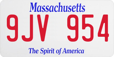 MA license plate 9JV954