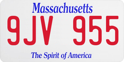 MA license plate 9JV955