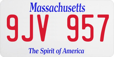 MA license plate 9JV957