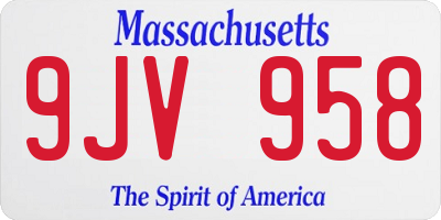 MA license plate 9JV958