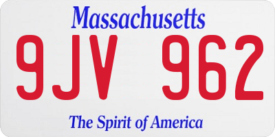 MA license plate 9JV962