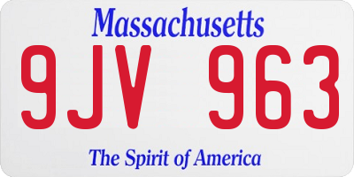 MA license plate 9JV963