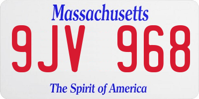 MA license plate 9JV968