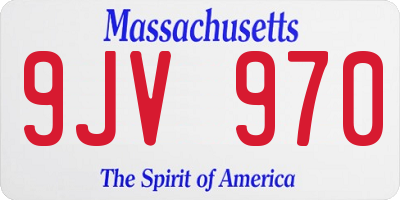 MA license plate 9JV970