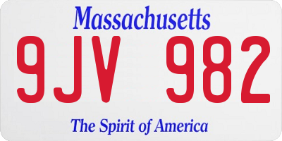MA license plate 9JV982