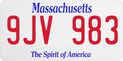 MA license plate 9JV983