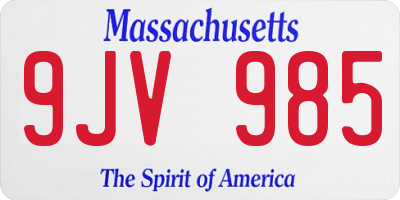 MA license plate 9JV985
