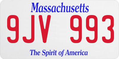 MA license plate 9JV993