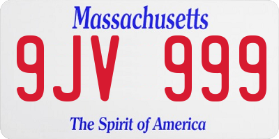 MA license plate 9JV999