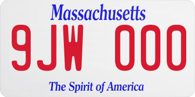 MA license plate 9JW000