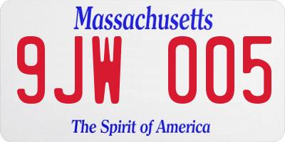 MA license plate 9JW005