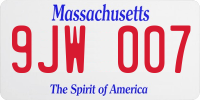 MA license plate 9JW007