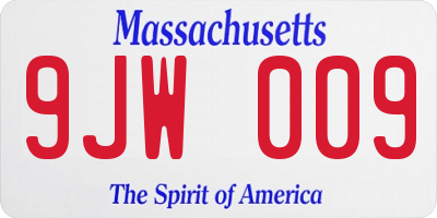 MA license plate 9JW009