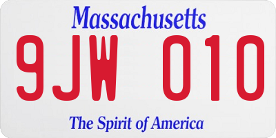 MA license plate 9JW010