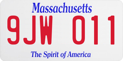 MA license plate 9JW011