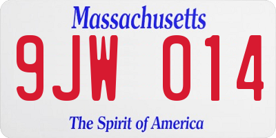 MA license plate 9JW014