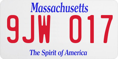 MA license plate 9JW017