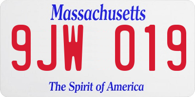 MA license plate 9JW019