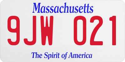 MA license plate 9JW021