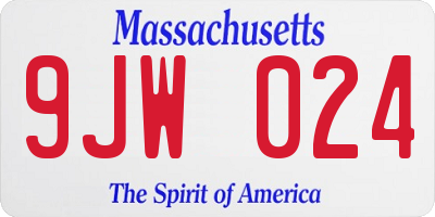 MA license plate 9JW024