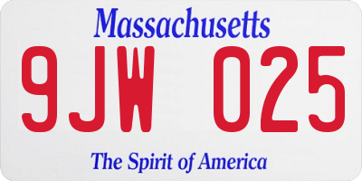 MA license plate 9JW025