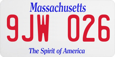 MA license plate 9JW026