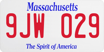 MA license plate 9JW029