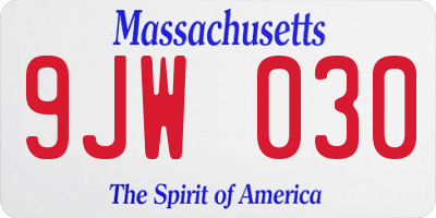 MA license plate 9JW030