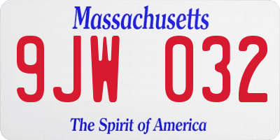 MA license plate 9JW032