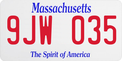 MA license plate 9JW035