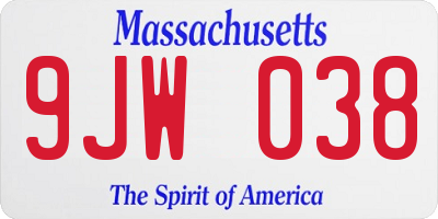 MA license plate 9JW038