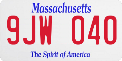 MA license plate 9JW040