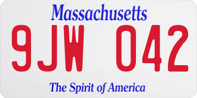 MA license plate 9JW042
