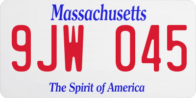 MA license plate 9JW045