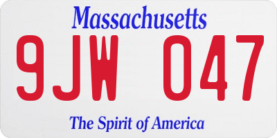 MA license plate 9JW047