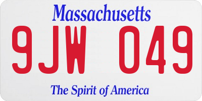 MA license plate 9JW049