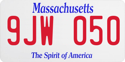 MA license plate 9JW050