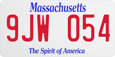 MA license plate 9JW054