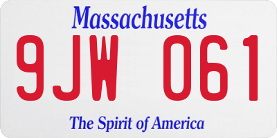 MA license plate 9JW061