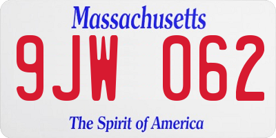 MA license plate 9JW062