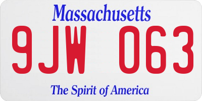 MA license plate 9JW063