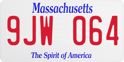 MA license plate 9JW064