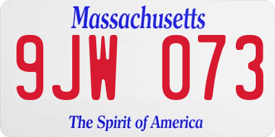 MA license plate 9JW073