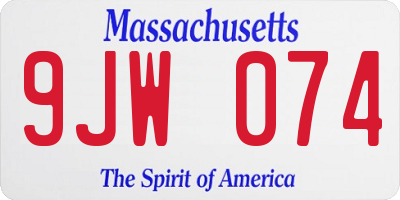 MA license plate 9JW074